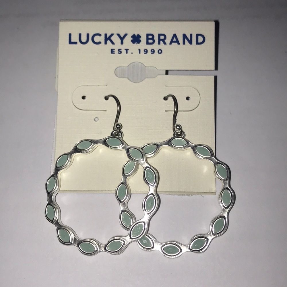 Lucky Brand silver and blue drop earrings.